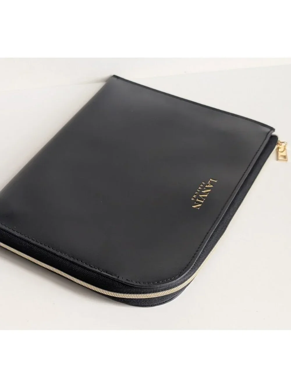 Lanvin Pouch Clutch Turkish Airlines Amenity Kit Bag Black Passport Case